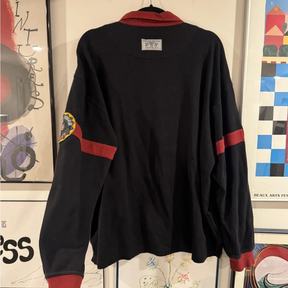 Pelle Pelle Black and Burgundy Rugby Shirt - size XL - Picture 11 of 15